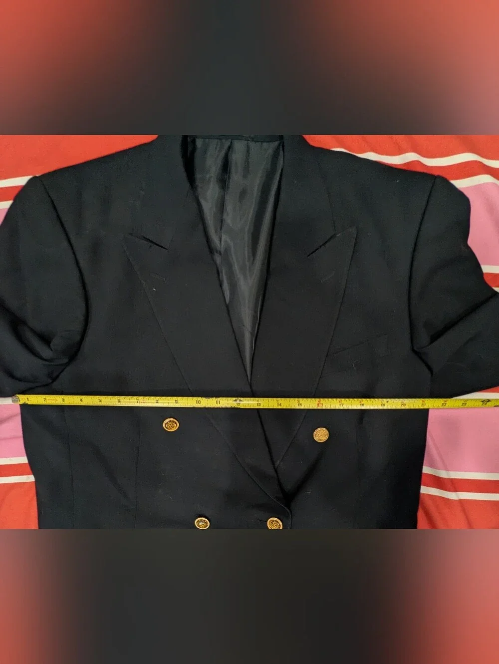Louis Feraud Black Double Breasted Gold Button Logo Blazer Men'S US 42 / EU 52